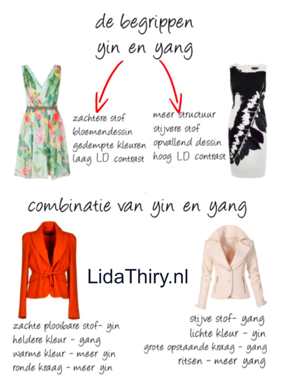 Kleding kan meer yin of yang elementen hebben - uitstraling