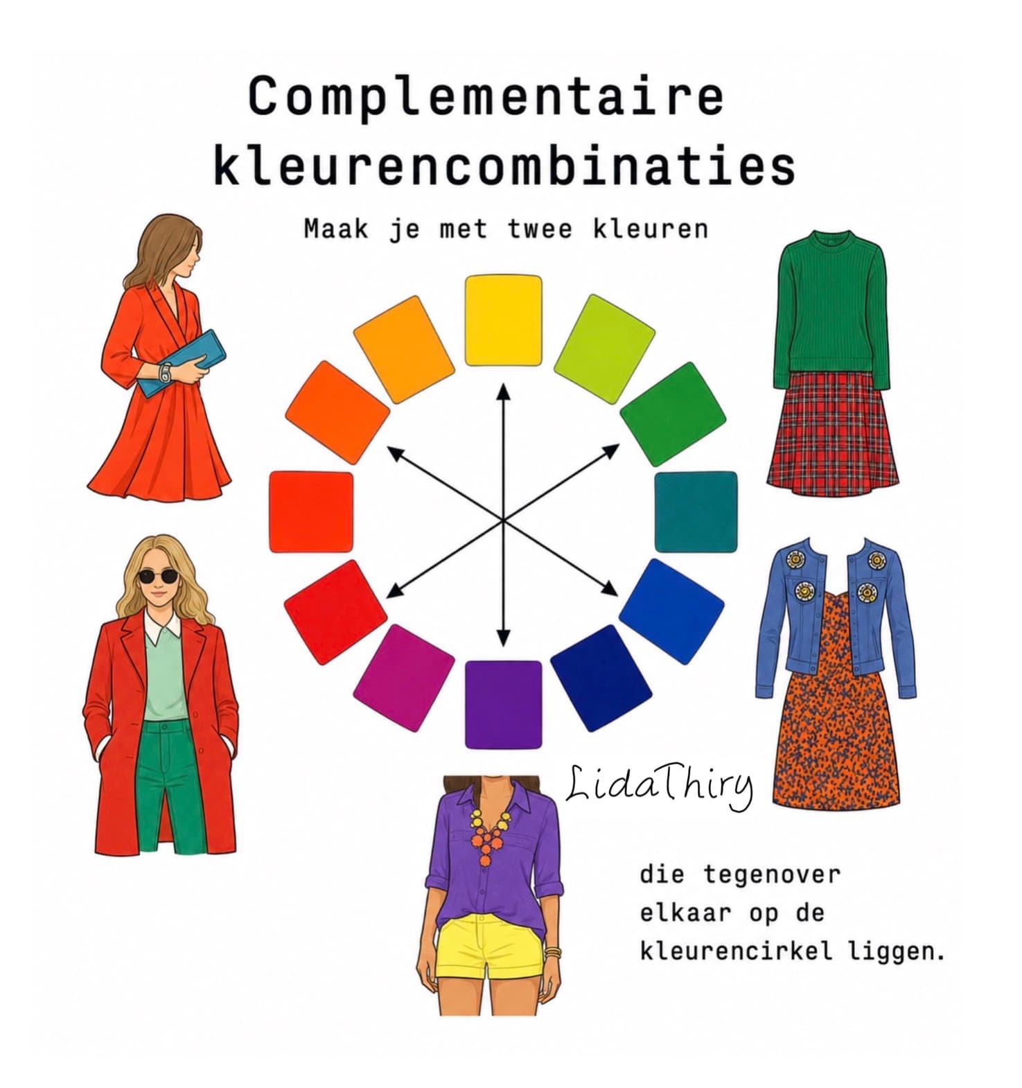 Monochrome, analoge en complementaire kleurencombinaties