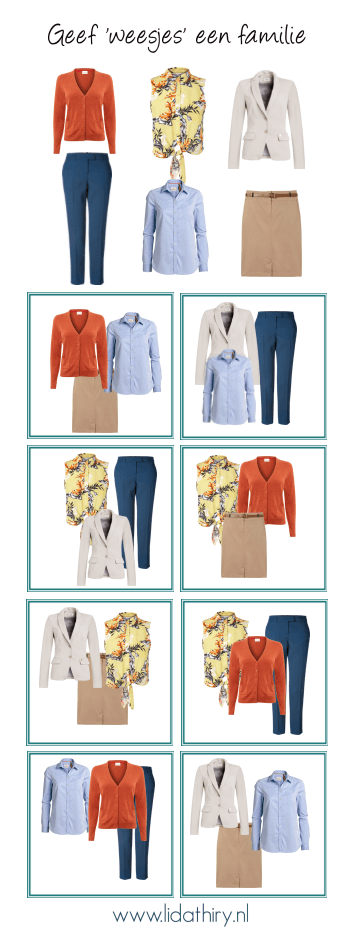 Weesjes in je kast, geef ze een familie. Je zult zien dat je dan veel meer met je kleding kunt combineren. En met een kleine garderobe er elke dag anders uit kunt zien