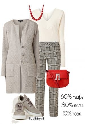 Gebruik de 60-30-10 formule voor kleurencombinaties in je outfit