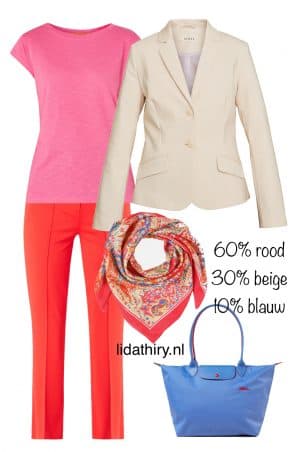Gebruik de 60-30-10 formule voor kleurencombinaties in je outfit