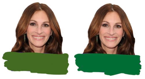 Een diep-koel groen versus diep-warm groen voor Julia Roberts
