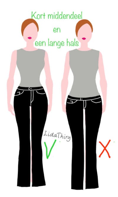 Een kort middendeel en korte bovenbenen