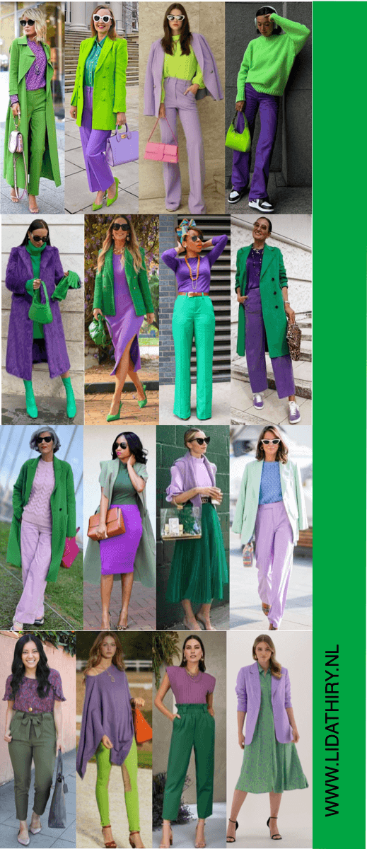 Groen met violet levert mooie combinaties op.